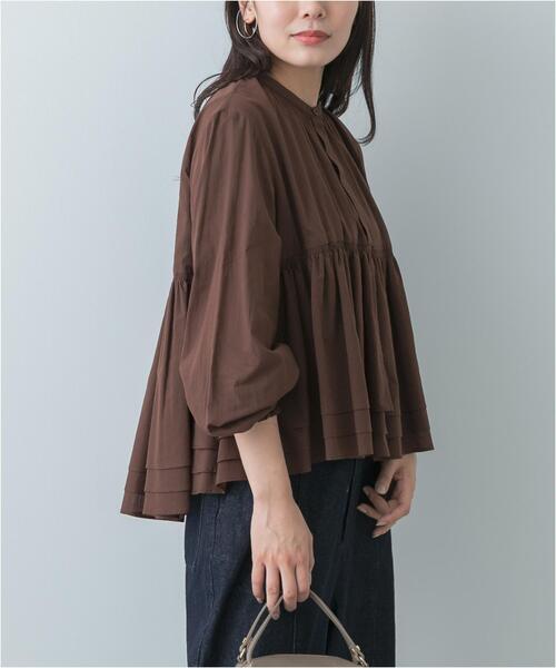 F by ROSSO（エフバイロッソ）の「F by ROSSO　コットンボイルティアードブラウス（Tシャツ/カットソー・レディース・ネイビー/ブラウン・FREE）」の16枚目の写真