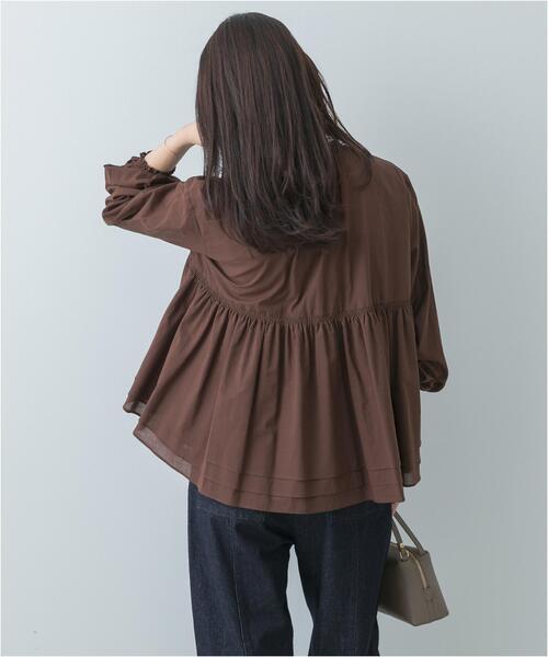 F by ROSSO（エフバイロッソ）の「F by ROSSO　コットンボイルティアードブラウス（Tシャツ/カットソー・レディース・ネイビー/ブラウン・FREE）」の17枚目の写真