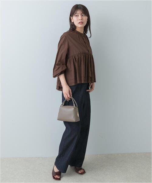 F by ROSSO（エフバイロッソ）の「F by ROSSO　コットンボイルティアードブラウス（Tシャツ/カットソー・レディース・ネイビー/ブラウン・FREE）」の19枚目の写真