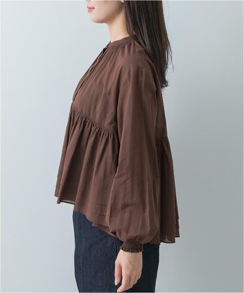 F by ROSSO（エフバイロッソ）の「F by ROSSO　コットンボイルティアードブラウス（Tシャツ/カットソー・レディース・ネイビー/ブラウン・FREE）」の21枚目の写真