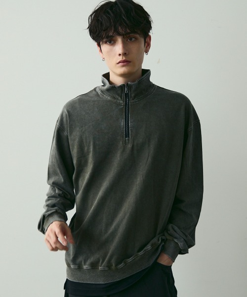 Shoowtime(ショウタイム)の「Vintage-Style Half-Zip Sweatshirt / ヴィンテージライクハーフジップスウェット(スウェット・メンズ・ブラック系/カーキ系・MEDIUM/LARGE/X-LARGE)」の22枚目の写真