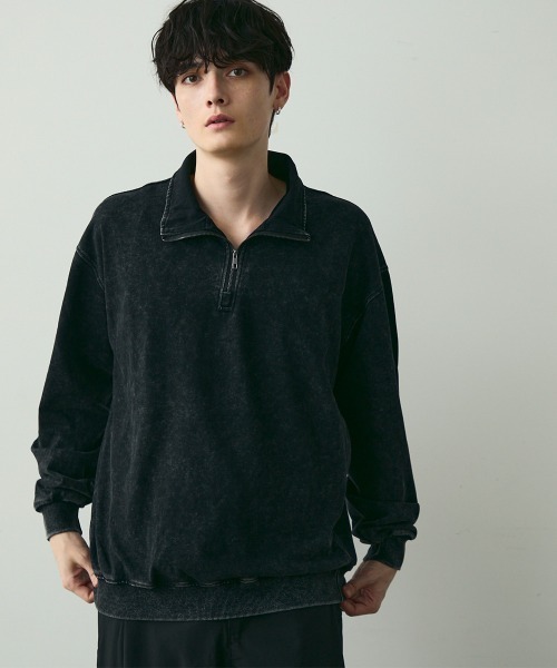 Shoowtime(ショウタイム)の「Vintage-Style Half-Zip Sweatshirt / ヴィンテージライクハーフジップスウェット(スウェット・メンズ・ブラック系/カーキ系・MEDIUM/LARGE/X-LARGE)」の10枚目の写真