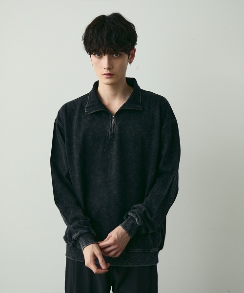 Shoowtime(ショウタイム)の「Vintage-Style Half-Zip Sweatshirt / ヴィンテージライクハーフジップスウェット(スウェット・メンズ・ブラック系/カーキ系・MEDIUM/LARGE/X-LARGE)」の11枚目の写真