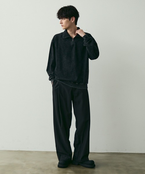 Shoowtime(ショウタイム)の「Vintage-Style Half-Zip Sweatshirt / ヴィンテージライクハーフジップスウェット(スウェット・メンズ・ブラック系/カーキ系・MEDIUM/LARGE/X-LARGE)」の18枚目の写真