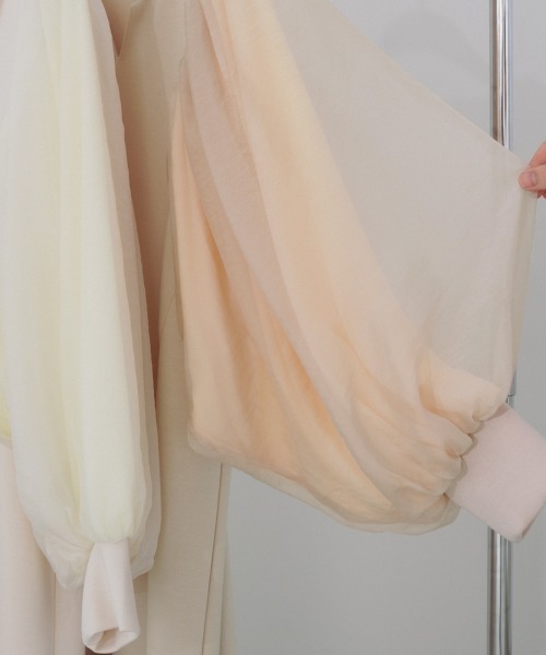 Bab(バブ)の「【S・M・L サイズ展開】袖オーガンジーポンチワンピース(ワンピース・レディース・アイボリー/ブラック/ベージュ・S/M/L)」の16枚目の写真