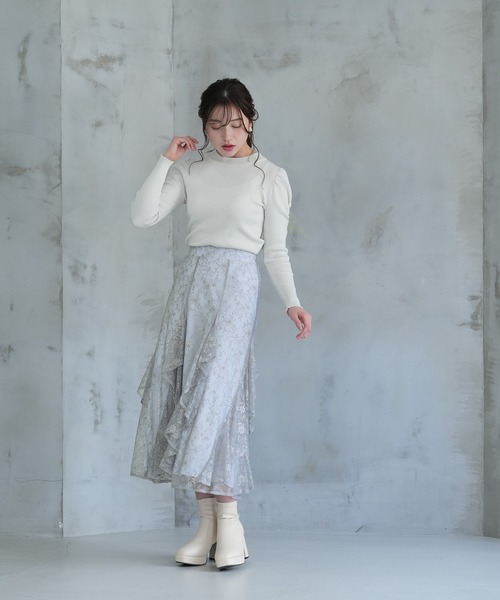 ASTORIA ODIER(アストリアオディール)の「シャイニーレースフリルスカート(スカート・レディース・ネイビー/アイボリー/ブルー・SMALL/MEDIUM)」の7枚目の写真