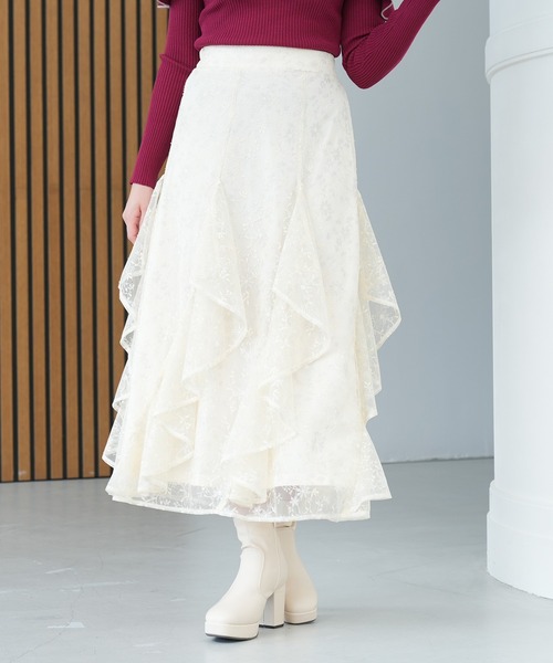 ASTORIA ODIER(アストリアオディール)の「シャイニーレースフリルスカート(スカート・レディース・ネイビー/アイボリー/ブルー・SMALL/MEDIUM)」の12枚目の写真
