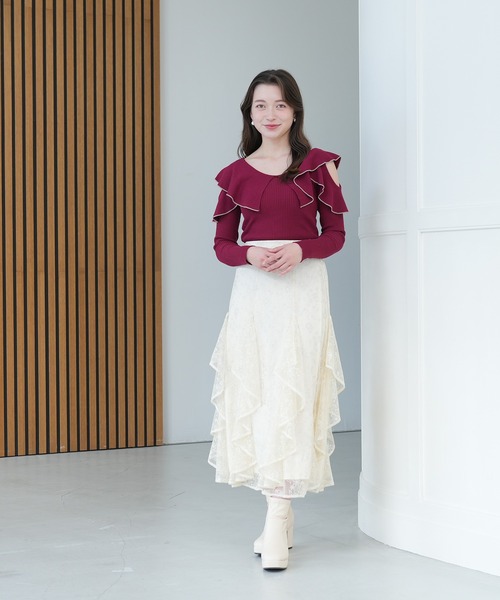 ASTORIA ODIER(アストリアオディール)の「シャイニーレースフリルスカート(スカート・レディース・ネイビー/アイボリー/ブルー・SMALL/MEDIUM)」の15枚目の写真