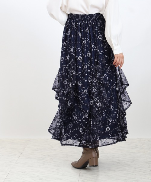 ASTORIA ODIER(アストリアオディール)の「シャイニーレースフリルスカート(スカート・レディース・ネイビー/アイボリー/ブルー・SMALL/MEDIUM)」の10枚目の写真