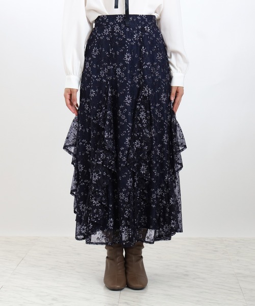 ASTORIA ODIER(アストリアオディール)の「シャイニーレースフリルスカート(スカート・レディース・ネイビー/アイボリー/ブルー・SMALL/MEDIUM)」の16枚目の写真