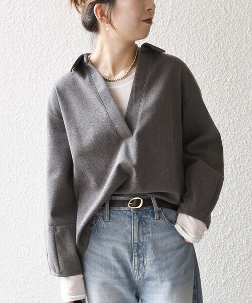 セール】SHIPS any:〈手洗い可能〉ウォーム スキッパー ドロスト