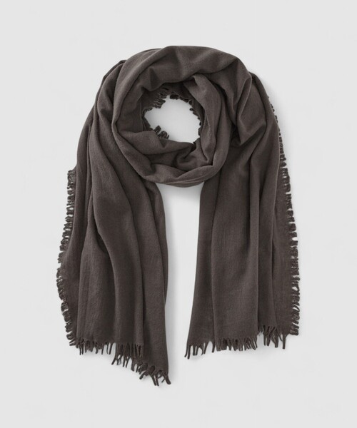 ASAUCE MELER（アソースメレ）の「【A SAUCE MELER(アソースメレ)】ファインラムエアリーソリッドウールストール（マフラー・レディース・レッド/ブラウン/ライトグレー・FREE）」の2枚目の写真