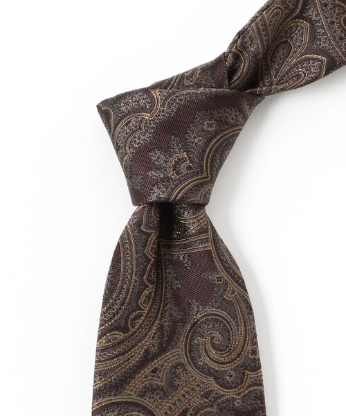 BEAMS F（ビームスエフ）の「シルク ペイズリー柄 ジャカード ネクタイ（ネクタイ・メンズ・ブラウン/ベージュ/ネイビー・ONE SIZE）」の9枚目の写真