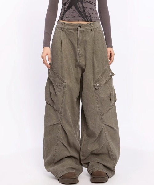 UP START(アップスタート)の「【LAMPOON】ピグメントダイカーゴパンツ(カーゴパンツ・レディース・カーキ/グレー・LARGE/MEDIUM/SMALL)」の3枚目の写真