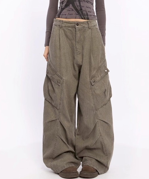 UP START(アップスタート)の「【LAMPOON】ピグメントダイカーゴパンツ(カーゴパンツ・レディース・カーキ/グレー・LARGE/MEDIUM/SMALL)」の4枚目の写真