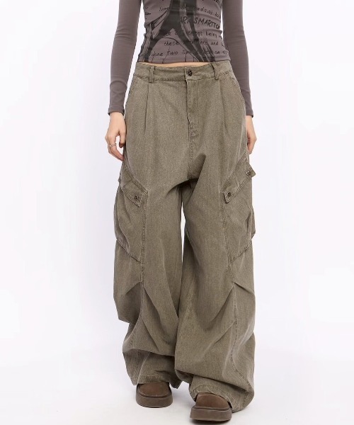 UP START(アップスタート)の「【LAMPOON】ピグメントダイカーゴパンツ(カーゴパンツ・レディース・カーキ/グレー・LARGE/MEDIUM/SMALL)」の6枚目の写真