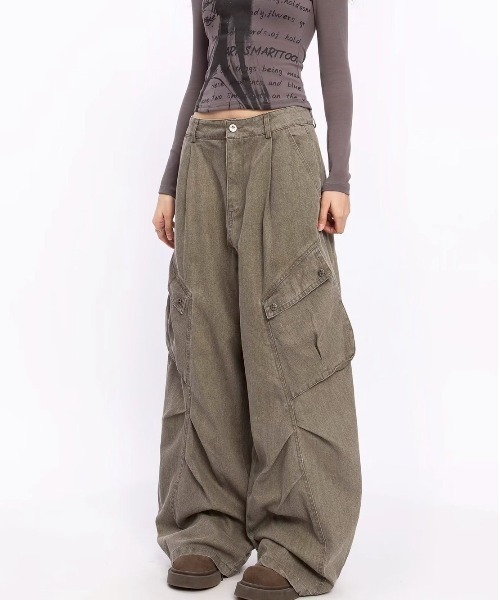 UP START(アップスタート)の「【LAMPOON】ピグメントダイカーゴパンツ(カーゴパンツ・レディース・カーキ/グレー・LARGE/MEDIUM/SMALL)」の7枚目の写真