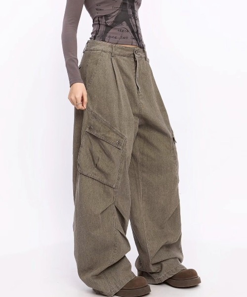 UP START(アップスタート)の「【LAMPOON】ピグメントダイカーゴパンツ(カーゴパンツ・レディース・カーキ/グレー・LARGE/MEDIUM/SMALL)」の8枚目の写真