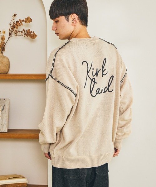 LAKOLE（ラコレ）の「配色バック刺繍ニットプルオーバー / 576008（ニット/セーター・メンズ・ネイビー/ボルドー/カーキ/アイボリー/グレー/オレンジ・MEDIUM/LARGE）」の3枚目の写真