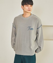 配色バック刺繍ニットプルオーバー / 576008