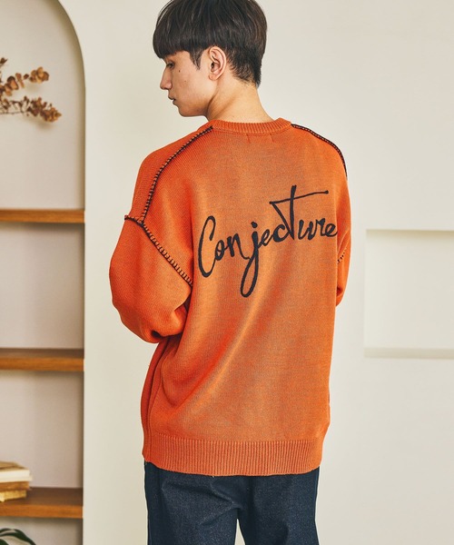 LAKOLE（ラコレ）の「配色バック刺繍ニットプルオーバー / 576008（ニット/セーター・メンズ・ネイビー/ボルドー/カーキ/アイボリー/グレー/オレンジ・MEDIUM/LARGE）」の6枚目の写真