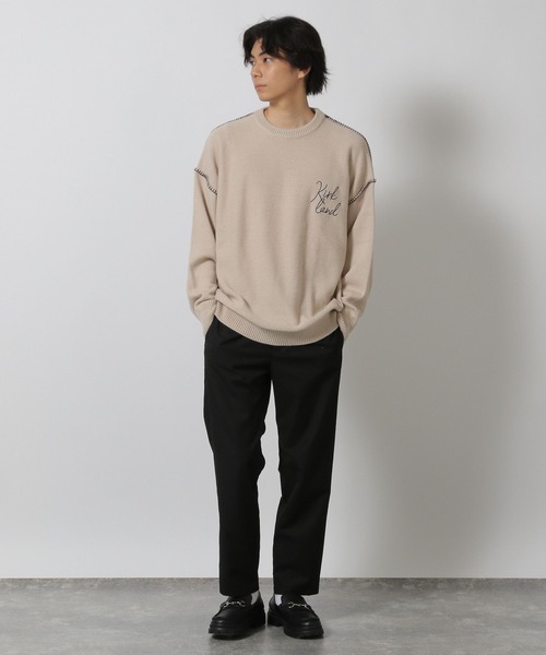 LAKOLE（ラコレ）の「配色バック刺繍ニットプルオーバー / 576008（ニット/セーター・メンズ・ネイビー/ボルドー/カーキ/アイボリー/グレー/オレンジ・MEDIUM/LARGE）」の7枚目の写真