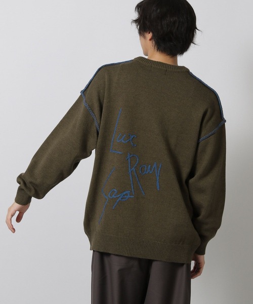 LAKOLE（ラコレ）の「配色バック刺繍ニットプルオーバー / 576008（ニット/セーター・メンズ・ネイビー/ボルドー/カーキ/アイボリー/グレー/オレンジ・MEDIUM/LARGE）」の11枚目の写真