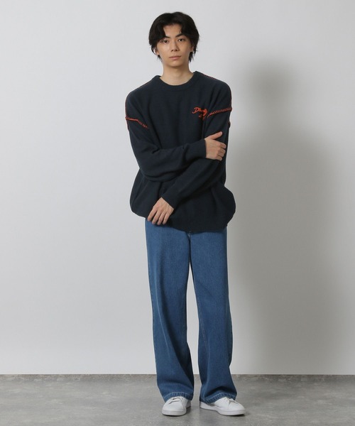 LAKOLE（ラコレ）の「配色バック刺繍ニットプルオーバー / 576008（ニット/セーター・メンズ・ネイビー/ボルドー/カーキ/アイボリー/グレー/オレンジ・MEDIUM/LARGE）」の13枚目の写真