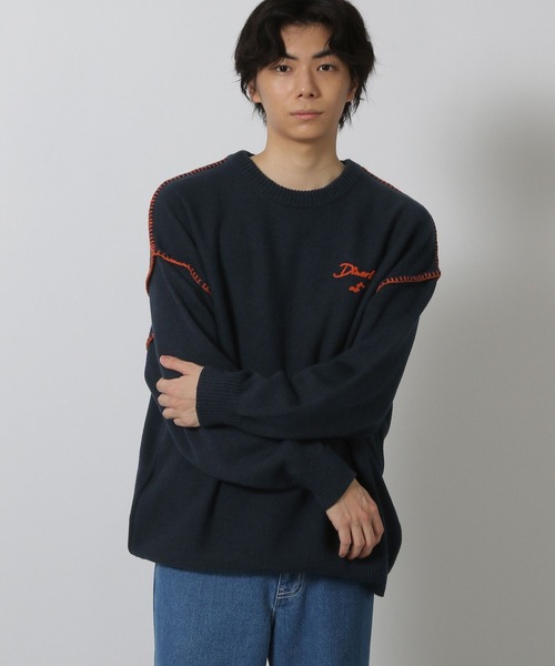 LAKOLE（ラコレ）の「配色バック刺繍ニットプルオーバー / 576008（ニット/セーター・メンズ・ネイビー/ボルドー/カーキ/アイボリー/グレー/オレンジ・MEDIUM/LARGE）」の14枚目の写真