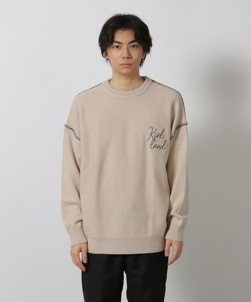 LAKOLE（ラコレ）の「配色バック刺繍ニットプルオーバー / 576008（ニット/セーター・メンズ・ネイビー/ボルドー/カーキ/アイボリー/グレー/オレンジ・MEDIUM/LARGE）」の20枚目の写真