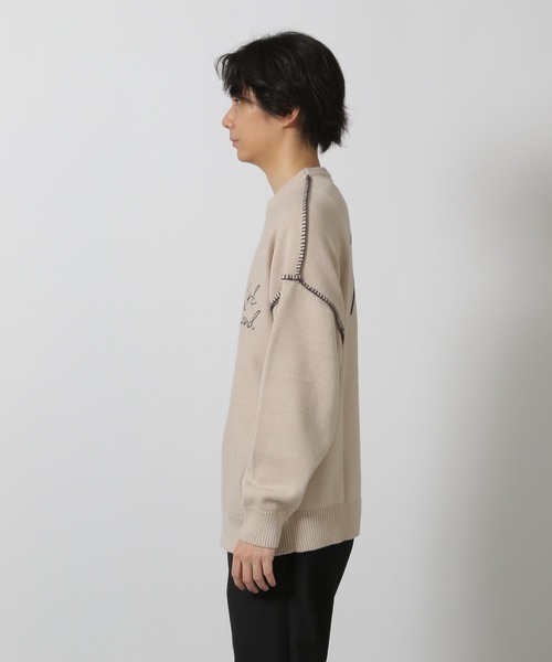 LAKOLE（ラコレ）の「配色バック刺繍ニットプルオーバー / 576008（ニット/セーター・メンズ・ネイビー/ボルドー/カーキ/アイボリー/グレー/オレンジ・MEDIUM/LARGE）」の21枚目の写真