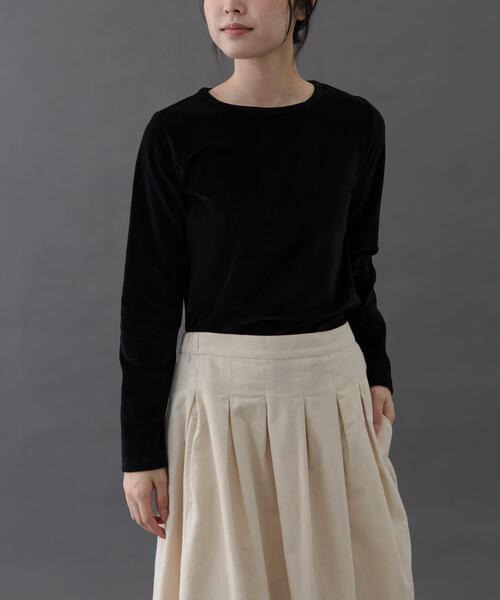 FORK&SPOON(フォークアンドスプーン)の「FORK&SPOON ベロアロングスリーブTシャツ(Tシャツ/カットソー・レディース・ブルー/グレー系その他/ブラック/グリーン・1)」の2枚目の写真