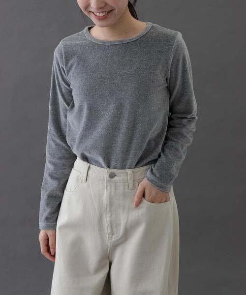 FORK&SPOON(フォークアンドスプーン)の「FORK&SPOON ベロアロングスリーブTシャツ(Tシャツ/カットソー・レディース・ブルー/グレー系その他/ブラック/グリーン・1)」の16枚目の写真