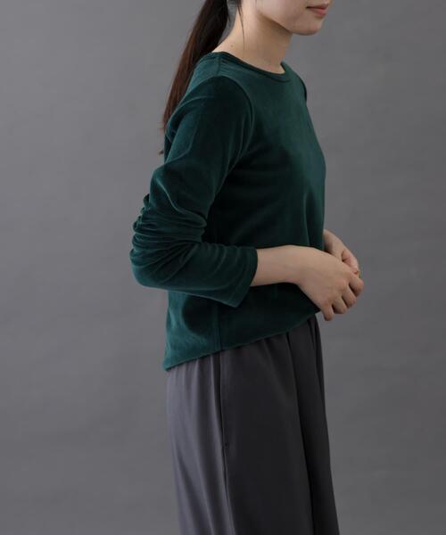 FORK&SPOON(フォークアンドスプーン)の「FORK&SPOON ベロアロングスリーブTシャツ(Tシャツ/カットソー・レディース・ブルー/グレー系その他/ブラック/グリーン・1)」の12枚目の写真