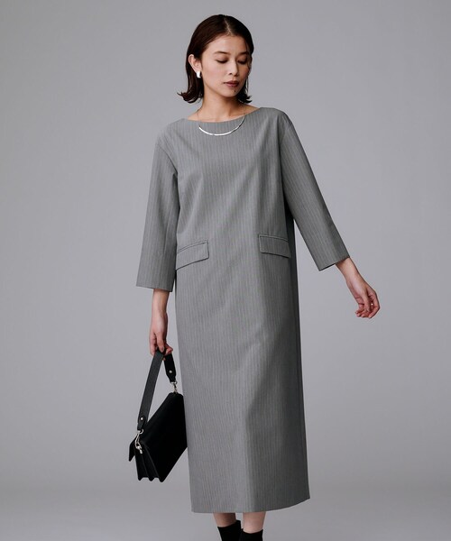 UNTITLEDウールジャージ 配色ワンピース Sサイズ ブラック