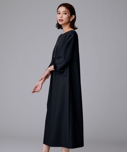 UNTITLED(アンタイトル)の「【洗える/ストレッチ性】スーツライク ストライプワンピース(ワンピース・レディース・ネイビー系2/グレー系その他3・00/01/02/03/04/42/44/46/48/50)」の9枚目の写真