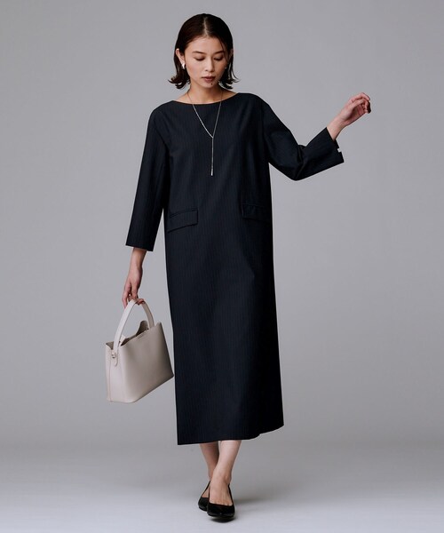 UNTITLED(アンタイトル)の「【洗える/ストレッチ性】スーツライク ストライプワンピース(ワンピース・レディース・ネイビー系2/グレー系その他3・00/01/02/03/04/42/44/46/48/50)」の10枚目の写真