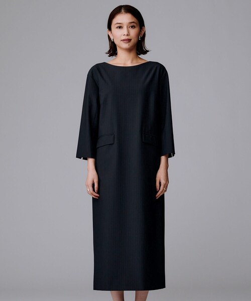 UNTITLED(アンタイトル)の「【洗える/ストレッチ性】スーツライク ストライプワンピース(ワンピース・レディース・ネイビー系2/グレー系その他3・00/01/02/03/04/42/44/46/48/50)」の12枚目の写真