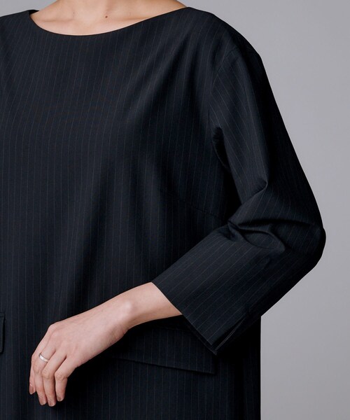 UNTITLED(アンタイトル)の「【洗える/ストレッチ性】スーツライク ストライプワンピース(ワンピース・レディース・ネイビー系2/グレー系その他3・00/01/02/03/04/42/44/46/48/50)」の17枚目の写真