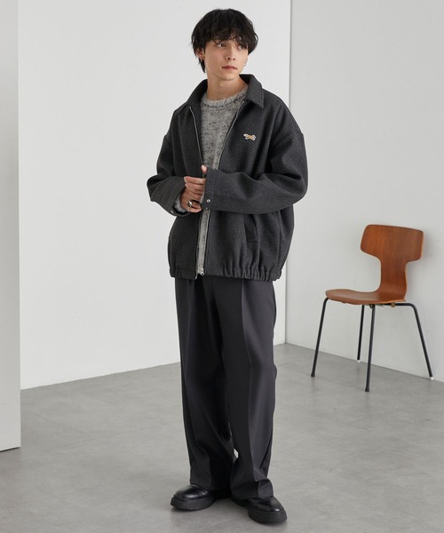 PENNEYS（ぺニーズ）の「PENNEYS/ペニーズ 別注 THE FOX ロゴ ワンポイントワッペン刺繍 テックメルトン オーバーサイズ ジップブルゾン（ブルゾン・メンズ・ブラック/アイボリー/ダークネイビー/ベージュ/チャコール・M/S/L）」の10枚目の写真