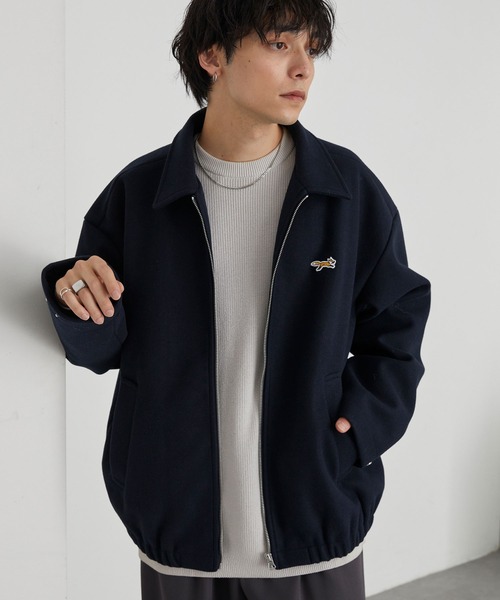 PENNEYS（ぺニーズ）の「PENNEYS/ペニーズ 別注 THE FOX ロゴ ワンポイントワッペン刺繍 テックメルトン オーバーサイズ ジップブルゾン（ブルゾン・メンズ・ブラック/アイボリー/ダークネイビー/ベージュ/チャコール・M/S/L）」の13枚目の写真