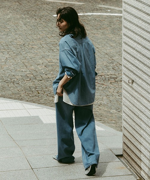 studio CLIP(スタディオクリップ)の「《ウタオ》ストレートデニムパンツ(デニムパンツ・レディース・ブルー/グレー・LARGE/MEDIUM)」の5枚目の写真