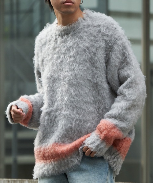 COLONY 2139（コロニートゥーワンスリーナイン）の「シャギーモヘアニットクルー（ニット/セーター・メンズ・グレー/ブラック/ネイビー/オレンジ・MEDIUM/LARGE）」の2枚目の写真