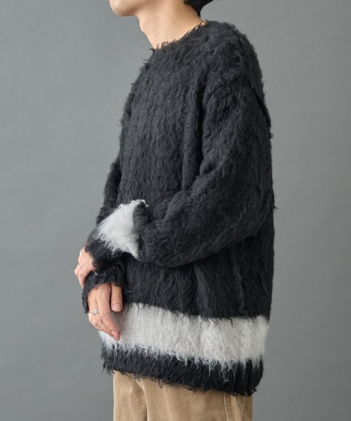 COLONY 2139（コロニートゥーワンスリーナイン）の「シャギーモヘアニットクルー（ニット/セーター・メンズ・グレー/ブラック/ネイビー/オレンジ・MEDIUM/LARGE）」の6枚目の写真