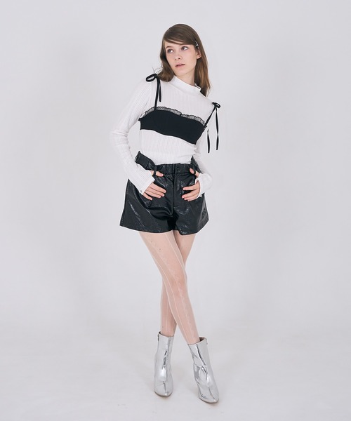 mieya mieya(ミーヤミーヤ)の「【mieya mieya】DOLLY LEATHER SP/ドーリーレザーショートパンツ(その他パンツ・レディース・ブラック/グレイッシュベージュ/シルバー・FREE)」の21枚目の写真