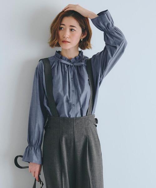 セール】【石川梨華さん着用】フリルカラーリボンブラウス（シャツ
