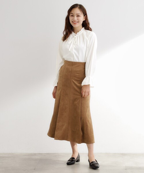 grove（グローブ）の「フリルカラーリボンブラウス（シャツ/ブラウス・レディース・オフホワイト/ブルー系2/ベージュ系2/ネイビー・02/03/04/01/05）」の15枚目の写真