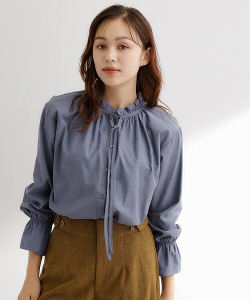 grove（グローブ）の「フリルカラーリボンブラウス（シャツ/ブラウス・レディース・オフホワイト/ブルー系2/ベージュ系2/ネイビー・02/03/04/01/05）」の18枚目の写真