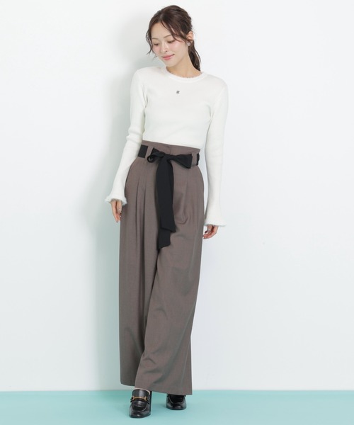 JILL by JILL STUART（ジルバイジルスチュアート）の「◇ビッグリボンワイドパンツ（その他パンツ・レディース・ブラウン/グレー・SMALL/MEDIUM）」の2枚目の写真