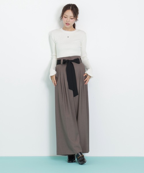JILL by JILL STUART（ジルバイジルスチュアート）の「◇ビッグリボンワイドパンツ（その他パンツ・レディース・ブラウン/グレー・SMALL/MEDIUM）」の3枚目の写真